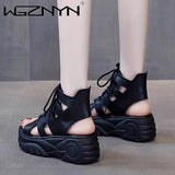 Vipkoala Woman Summer Sandals Fish Mouth Thick Heel High-heeled Roman Shoes Fashion Thick Versatile Shoes Leather Gladiator Sandals