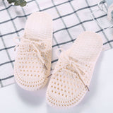 Vipkoala Women Slides Korean Style Knitted Flat Shoes Gardener Shoes Show Home Slippers For Family Outdoor Flip Flops