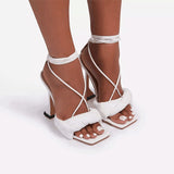 Vipkoala Summer Women Sandals Ankle Strap Ladies Thin High Heels Party Dress Shoes Female Fashion Sexy Sandal Woman Square Toe Shoe