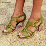 Vipkoala Gladiator Open Peep Toe Women Sandals Summer Shoes For Women Shoes Heels Sandals Women Green Shoes Pumps Slipper Plus Size 34-43