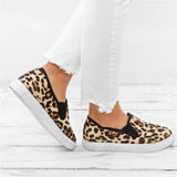 Vipkoala Leopard Print Casual Canvas Shoes Spring Comfortable Ladies Slip On Loafers 35-43 Large-Sized Outdoor Female Sneakers