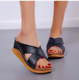 Vipkoala New Retro Women Sandals Shoes Casual Woman Heels Sandals For Wedges Heels Gladiator Sandalen Dames Plus Size Chaussure Femme