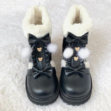 Vipkoala Winter kawaii girl sweet lolita boots vintage round head plus cashmere warm women shoes cute bowknot kawaii snow boots loli