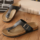 Vipkoala Men Cork Shoes Slippers Flip Flops Summer Chinelo Sandals Zapatos Hombre Slides Lovers Cork Male Beach Sandals