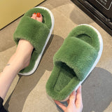 Vipkoala Women Faux Fur Pillow Slippers Lovers Winter Home Floor Shoes Open Toe Female Male Indoor Platform Slipper Ladies Fashion Slides