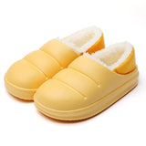 Vipkoala Winter Women Fur Slippers Waterproof Warm Plush Household Slides Indoor Home Thick Sole Footwear Non-Slip Solid Couple Sandals