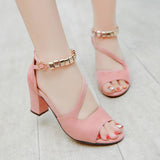 Vipkoala Spring and summer sexy fish mouth hollow Roman sandals thick heels with beaded high heels female summer sexy female sandals