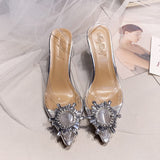 Vipkoala Transparent PVC Sandals Women Pointed Clear Crystal Cup High Heel Stilettos Sexy Pumps Summer Shoes Peep Toe Women Pumps Size 43 New Year Party