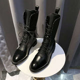 Vipkoala Patent Leather Women Boots British Style Flat Boots Black Pointed Toe Boots Handsome Motorcycle Boots Women's Boots Big Size 43