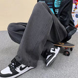 Vipkoala Streetwear Baggy Jeans New Spring Autumn Men Korean Fashion Loose Straight Wide Leg Cargo Pants Male Brand Clothing Black