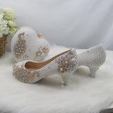 Vipkoala White Pearl Women Wedding Shoes With Matching Bags Bride High Heels Platform Shoes Peacock Ladies Paty Shoe And Bag