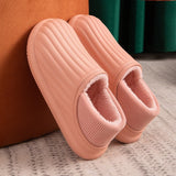 Vipkoala Heel Waterproof Cotton Slippers Women Thick Sole Winter Plush Warm Couple Home Home EVA Indoor and Outdoor Wear Men YK-10005