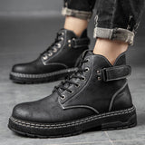 Vipkoala Winter Men Boots Pu Leather Ankle Boots Lace-up Men Sneakers Warm Waterproof Snow Motorcycle Boots Plush Zapatos De Hombre