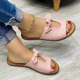 Vipkoala New Summer New Women Leisure Fashion Bow Flat Sandals Sandals Comfortable Soft Bottom Women's Breathable Beach Sandals