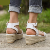 Vipkoala Summer Platform Sandals Women Wedges Ladies Hemp Shoes Ladies Candy Color Casual Girls Slip on Strap Cross Plus Size