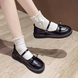 Vipkoala Lolita Shoes Bow Mary Janes Shoes Platform Women Flats Leather Round Toe Casual  Shoes Girls Princess Shoes Black Oxford