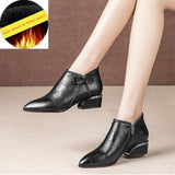 Vipkoala Ankle Boots Women Platform Lace Up Buckle Shoes Thick Heel Pointed Winter Warm Short Boot Casual Gingham Boot Plus Size 42