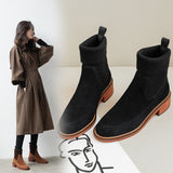 Vipkoala Winter Autumn Ankle Boots for Ladies Size 34-39 Knitting Sock Boots Women Square Toe Black Brown Booties Slip Ons Shoes New