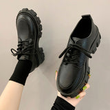 Vipkoala Autumn Spring Chunky Sneakers Platform Shoes Women's Casual Shoes Height Increase Ladies Thick Heel Leather Black Zapatos Mujer