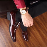 Vipkoala Men Formal Shoes  Leather  PU Patent  Solid Color Waterproof and Non Slip Large Size  Casual