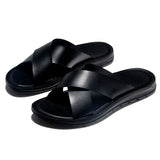 Vipkoala Summer Sandals Men Leather Classic Roman Open-toed Slipper Outdoor Beach Rubber Summer Shoes Flip Flop Water Sandals