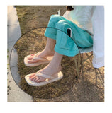 Vipkoala INS Fashion Summer Shoes For Women Slippers Square Head Platform Flip Flops Solid Color Beach Shoes Clothing For Women