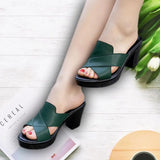 Vipkoala Women Summer New High Heels Slippers Feamle Thick Heel High-heeled Casual Shoes Outdoor Heel Slippers Footwear Zapatos De Mujer