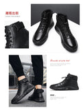 Vipkoala Ankle Boots Black PU Leather Men Shoes Autumn Winter Comfortable High-top Casual Shoes Fashion Leahter Platform Boots Man