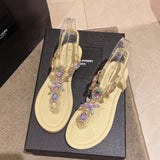 Vipkoala New Summer Flats Sandals Women Crystal Clip Toe Slippers Trend Luxury Brand Ladies Shoes Beach Causal Slides Mujer Zapatos