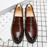 Vipkoala Luxury Brand Penny Loafers men Casual shoes Slip on Leather Dress shoes big size 38-46 Brogue Carving loafer Driving party