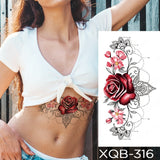 Waterproof Temporary Tattoo Sticker Rose Snake Flower Tattoos Lace Tiger Dragon Body Art Arm Fake Sleeve Tatoo Women