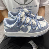 Vipkoala Summer Preppy Style Girly Heart Fashion Blue Casuals Sneakers New Couple Trend Lace-up White Shoes Sneakers Women's Sports Shoes