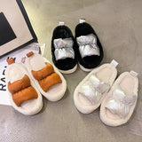 Vipkoala Women Faux Fur Pillow Slippers Lovers Winter Home Floor Shoes Open Toe Female Male Indoor Platform Slipper Ladies Fashion Slides