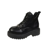 Vipkoala Autumn Winter New Women's Boots Cool Platform Biker Boots High Top Sneakers Metal Decorative Lacing Black Designer Fashion Boots