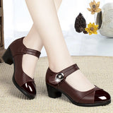 Vipkoala Women Light Weight Wine Red Office Square Heel Pumps Lady Casual High Quality Black Pu Leather Party Shoeshjm7