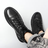 Vipkoala Ankle Boots Black PU Leather Men Shoes Autumn Winter Comfortable High-top Casual Shoes Fashion Leahter Platform Boots Man