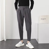 Vipkoala Fashion Men Casual Pants Elastic Waist Small Feet Slim Korean Style Pleated Tapered Male Blazer Pants Trousers Streetwear