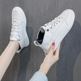 Vipkoala Sneakers For Women PU Leather Platform Spring Autumn Casual White Shoes Ladies Walking Vulcanized Shoes Fashion Sport Flats