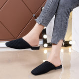 Vipkoala Woman Mules Shoes Outdoor Women Slippers Female Square Toe Shallow Low-heel Casual Shoes Comfortable Slippers Slides