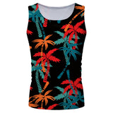 Vipkoala Palm Tree Print Tank Top For Men 3d Print Sleeveless Tee Beach Hemp Palm Pattern Tops Vest Hawaii Colorful Beachwear Loose Shirt