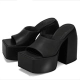 Summer New High Heels Women Sandals Thick Bottom Female Slippers Platform Candy Colors Sexy Dress Office Ladies Wedding 42