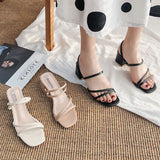 Vipkoala New Fashion Summer Female Sandals Sexy Ladies High Heels Square Open Toe Shoes Women Sandals for Women Size 35-42