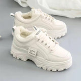 Vipkoala New Women's Casual Sneakers; Winter Sneakers With Plush Fur; Warm Women's Shoes; Women's Shoes With Lacing; Women's Snow Boots