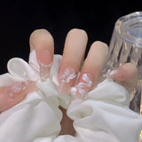 24pcs Ballet False Nail Full Cover Fake Nail Butterfly Love Nails Tip French Coffin Nails Press on Nails Free Shipping