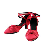 Vipkoala Silk Satin Latin Dance Shoes Tango Salsa Ballroom Dancing Shoes For Women Indoor Professional High Heels Dance Sneakers 5.5/7cm