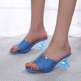 Vipkoala Transparent Women Sandals New Summer Fashion PVC Thick Heel Seaside Vacation Women's Slippers Sapatos De Mujer Slides for Women