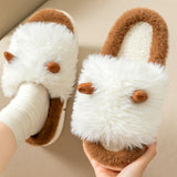 Vipkoala Women Faux Fur Pillow Slippers Lovers Winter Home Floor Shoes Open Toe Female Male Indoor Platform Slipper Ladies Fashion Slides