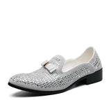 Vipkoala Men Evening formal Dress Rhinestone Shoes Loafers Casual Prom Wedding Party Leather slip on Shoes Men Silver Plus Size 48