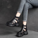 Vipkoala NEW Women Handmade Sandals Wedges Heels Genuine PU Leather Peep Toe Summer Fashion Female Gladiator Sandals Platform Shoes Woman