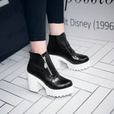 Vipkoala winter white platform wedges chunky high heels woman shoes zipper front women ankle boots plus size